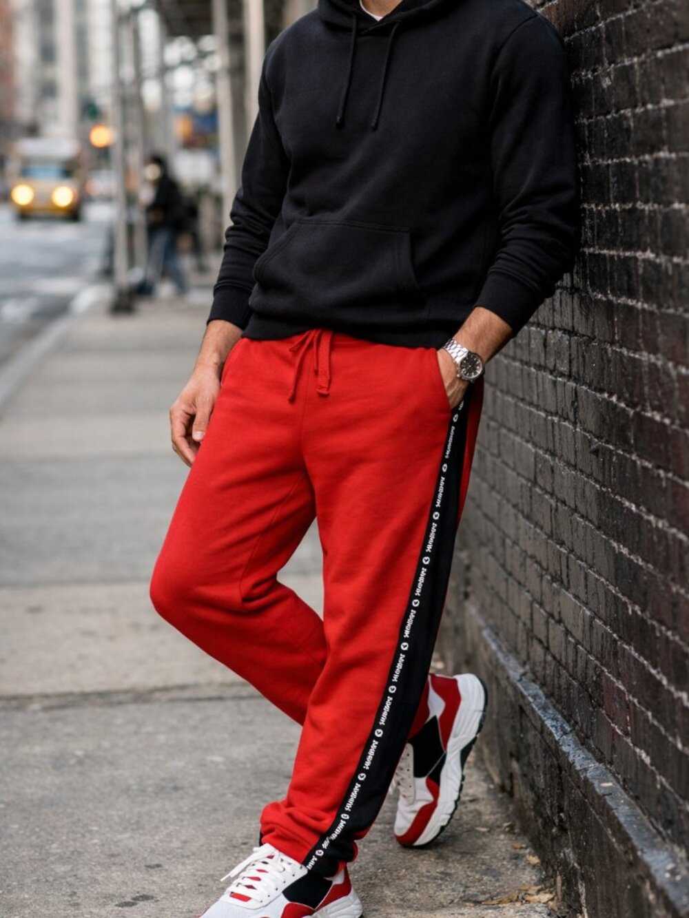 NEW Men Akademiks Red Athletic Sweatpants Joggers Elastic Waist Men Size XL